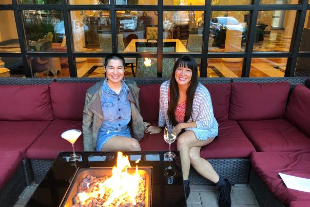 Maylin and Chela at The Siena Hotel Firepit