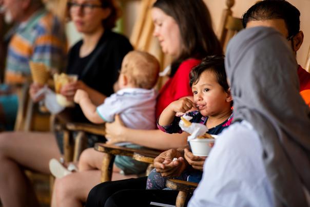 Family Enjoying Ice Cream at Maple View Farm Store
