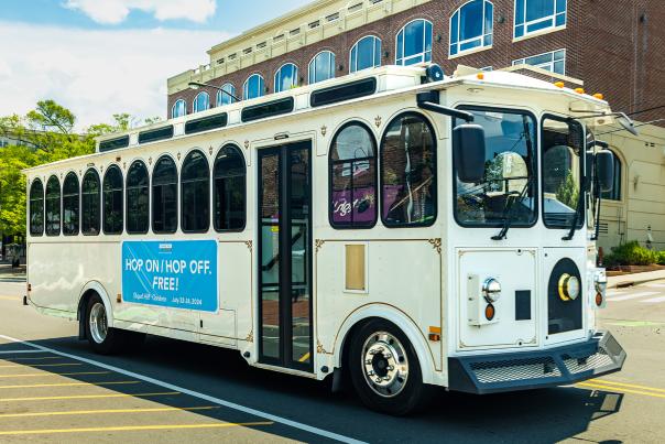 White Trolley in Front of Graduate Hotel