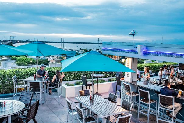 View of Charlotte Harbor and Peace River bridges from Perch 360 in Punta Gorda, Florida