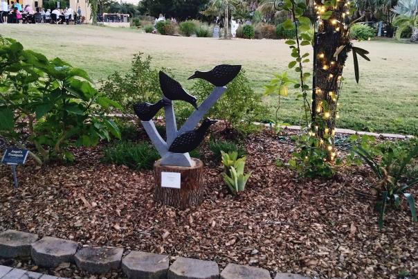 Zimsculpt artwork and reception at Peace River Botanical & Sculpture Gardens in Punta Gorda, Florida, in early February.