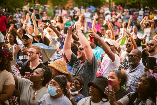 Soul Sundays in the park - crowd at concert in Miller Park