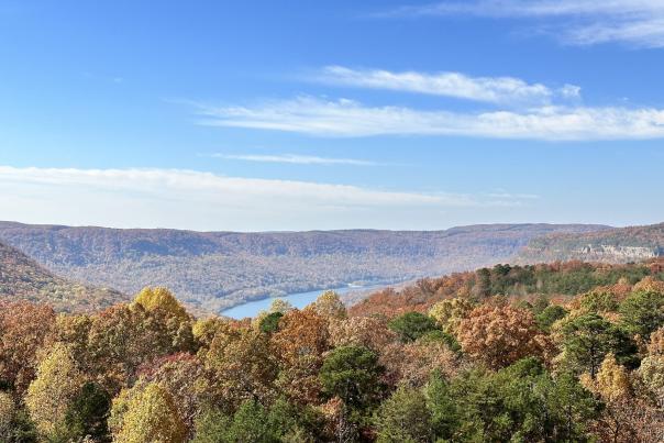 View of Tennessee River Gorge from Raccoon Mountain in the fall