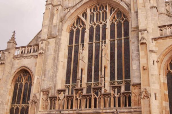 Exterior of Gloucester Cathedral in Gloucester.
