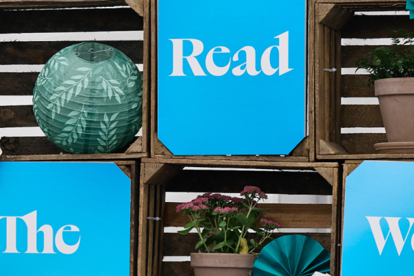 'Read The World' sign at Cheltenham Literature Festival