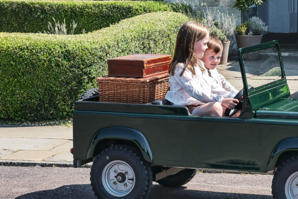 Children driving Mini Off-Rovers at Ellenborough Park Hotel in Cheltenham