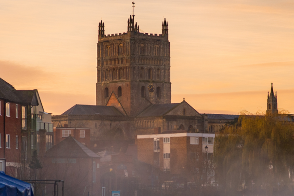 Tewkesbury Abbey from a distance