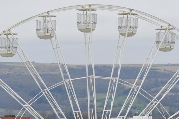 Cheltenham Observation Wheel with countryside views.