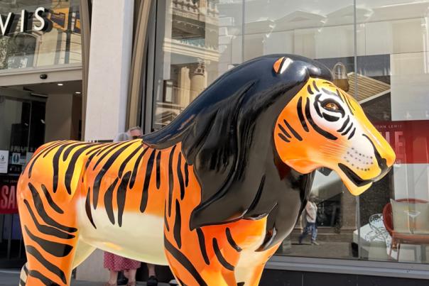 Lions at Large sculpture outside of John Lewis & Partners Cheltenham.