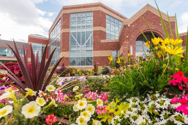 Vibrant flowers in bloom at Cheyenne Botanic Gardens, a family-friendly activity in Cheyenne, Wyoming.