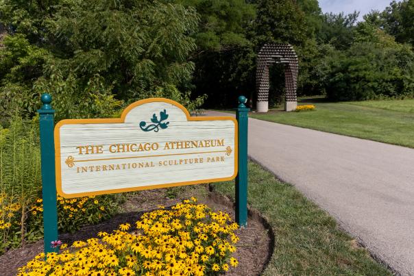 Chicago Athenaeum Sculpture Park intro sign