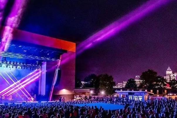 Night concert outdoors at Promowest pavilion in Newport, Ky.