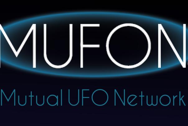 The word MUFON is typed out in white font with Mutual UFO Network below it in blue