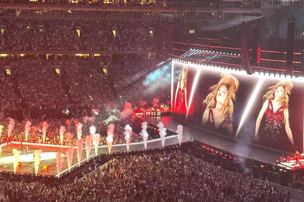 Fans pack the stands at Paycor Stadium in Cincinnati, Ohio to watch Taylor Swift perform on her 2023 Eras Tour