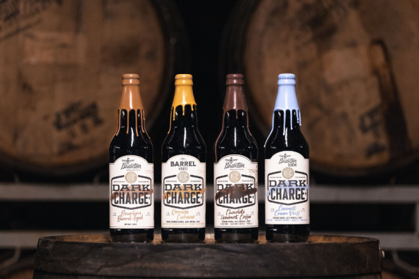 Four bottles of beer - Braxton Brewery's Dark Charge Variants for 2021