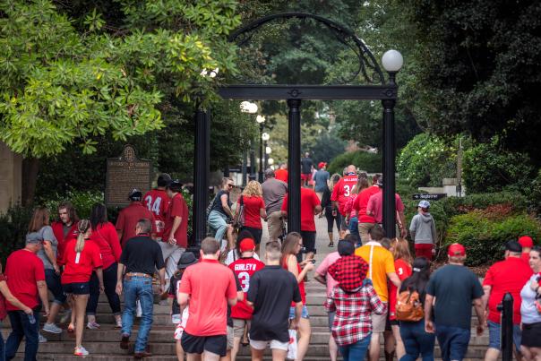 People walking into the University of Georgia