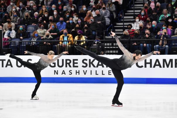 Ashley Cain and Timothy LeDuc competing at 2022 U.S. Figure Skating Championships