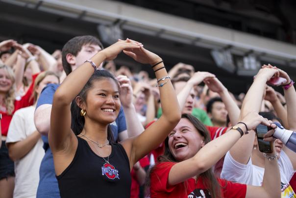 Fans cheering on the Buckeyes at Ohio Stadium