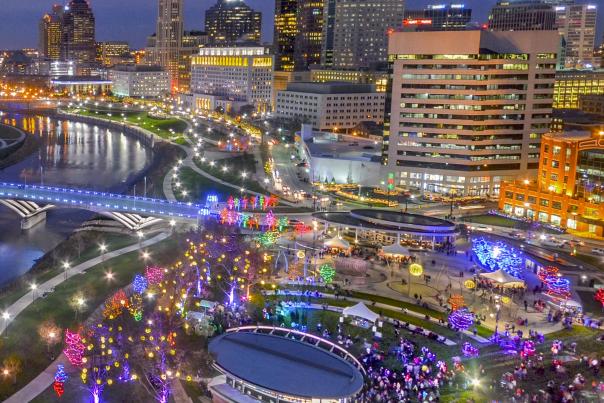 Scioto Mile Lights-Square From Above