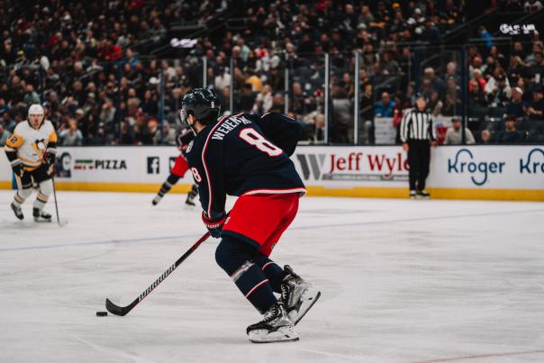 Columbus Blue Jackets player on ice