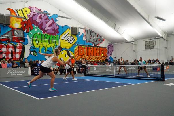 People playing pickleball at Pickle & Chill in Columbus