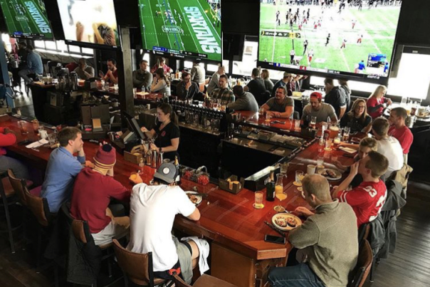 A crowd watching Ohio State football at Grandview Cafe.