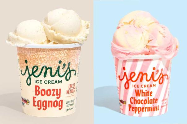 Jeni's Splendid Ice Creams Holiday Flavors of Boozy Eggnog and White Chocolate Peppermint