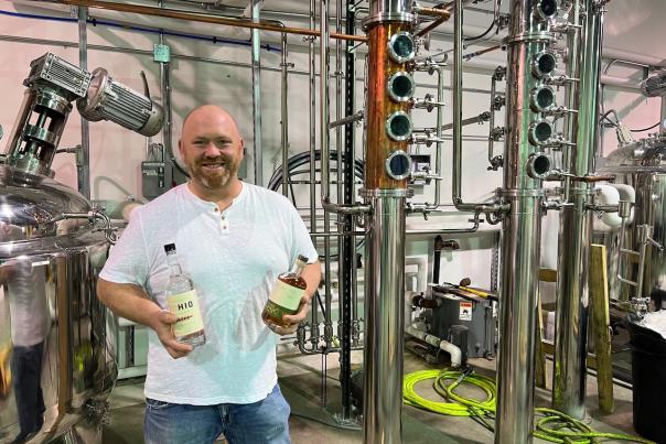 Tony Guilfoy founder Noble Cut Distillery standing in his distilling space
