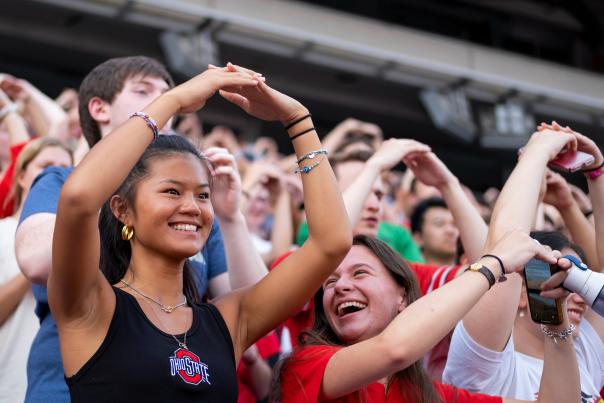 Fans cheering on the Buckeyes at Ohio Stadium