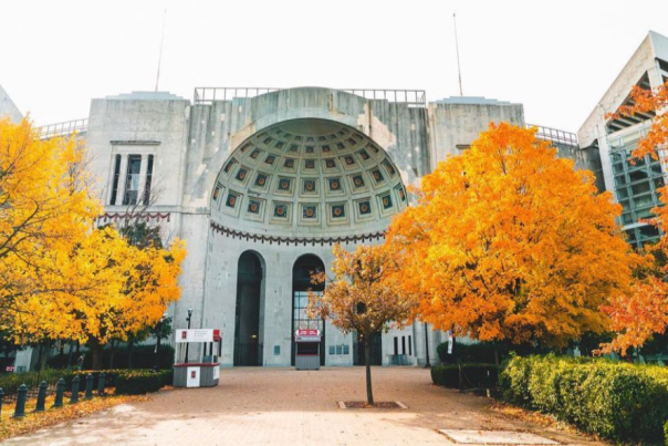 Ohio Stadium surrounded by fall trees