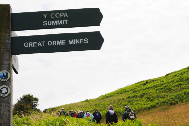 Image of walks and a sign post pointing to Great Orme Mines