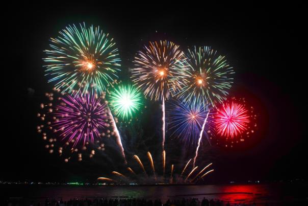 Fireworks over the sea