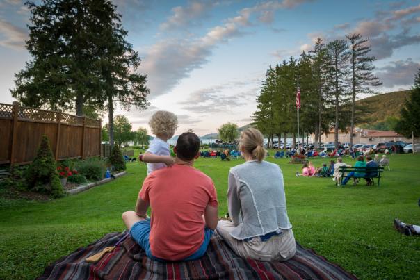 Family enjoying summer outdoor event.