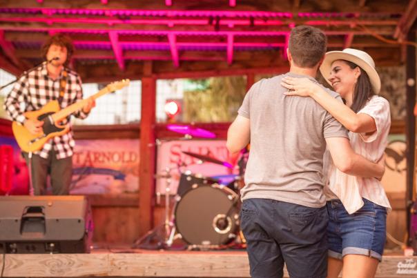 Couple dancing to live band