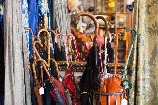 Umbrellas in a stand at a market