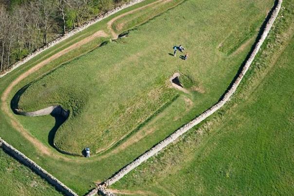 Aerial view of Belas Knap - English Heritage