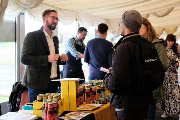 People talking at Coventry & Warwickshire Food and Drink Showcase
