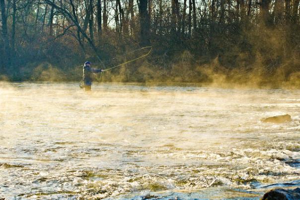 Man Standing In Lake Fly Fishing in Cumberland Valley