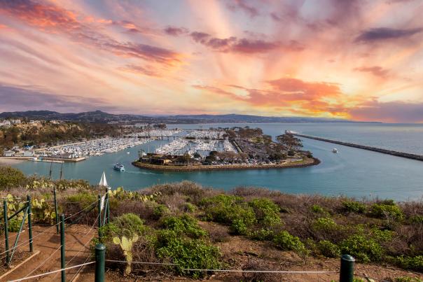 Dana Point Harbor at sunset