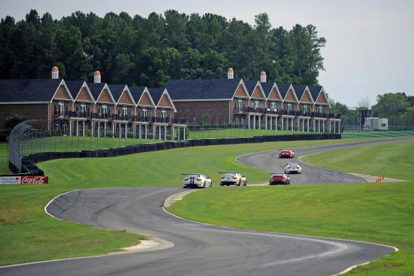 Cars racing around a curvy track
