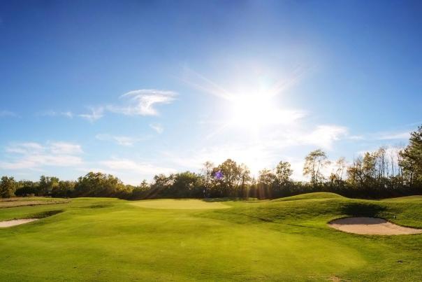 Blue Sky and Shining Sun Above A Green Golf Course In Dayton, Ohio