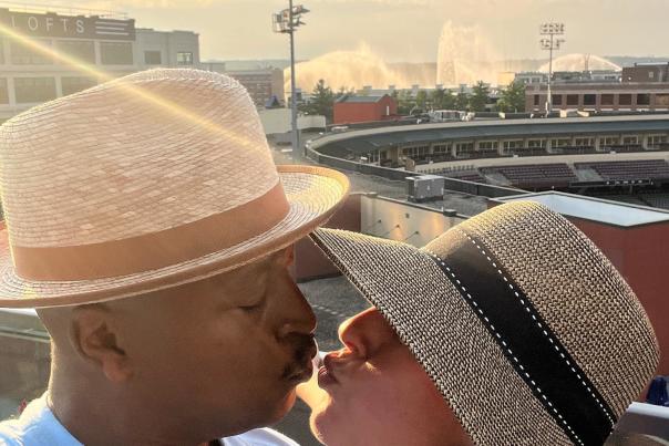 Couple Kissing on top of Foundry