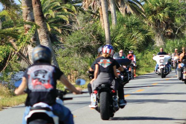 Motorcyclists ride through the Ormond Scenic Loop and Trail