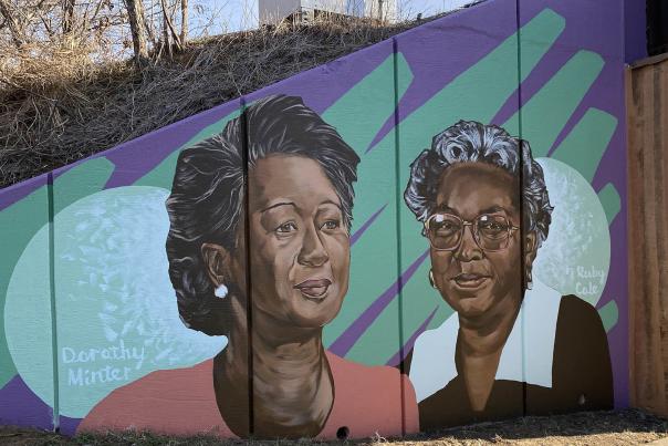 Mural Painting of Dorothy Minter and Ruby Cole by Dan Black