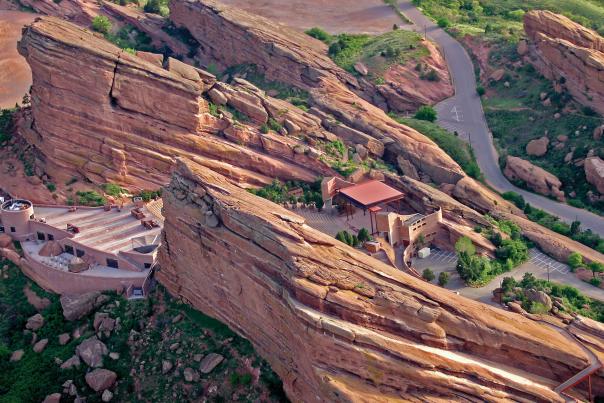 Aerial view of Red Rocks Park & Amphitheater