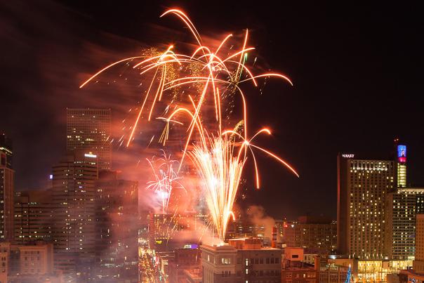 New Year's Eve fireworks over Denver