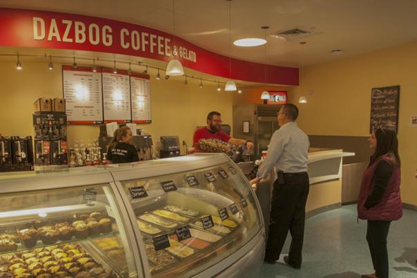 Dazbog Coffee counter in Denver