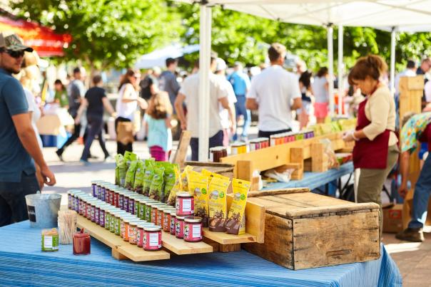 Products for sale at Denver Union Station Farmers Market