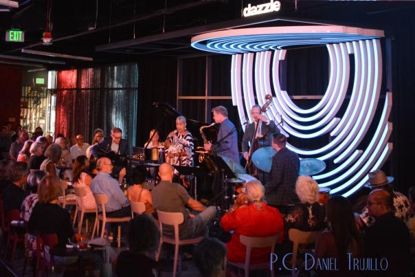 A crowd enjoys music at the Dazzle jazz club in downtown Denver, Colorado.