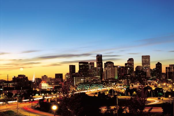 Denver skyline at dusk